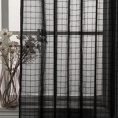 Sheer Curtains 2 Panels with Grommet Top , Black Home Beyond & HB Design