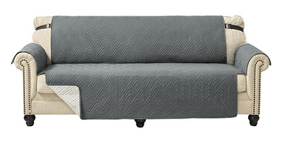 Quilted Sofa Cover Slipcover Protector, Dark Gray Home Beyond & HB Design
