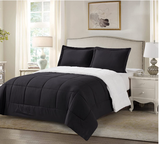 Black sherpa comforter set hotsell