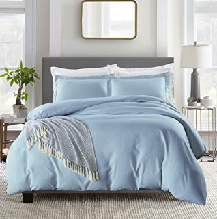 Duvet Cover Set Zipper losure Corner Ties Colour Light Blue Twin Twin XL 2 pieces