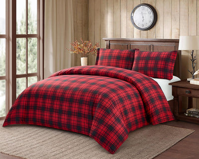 Duvet Cover Set, Red Plaid Home Beyond & HB Design