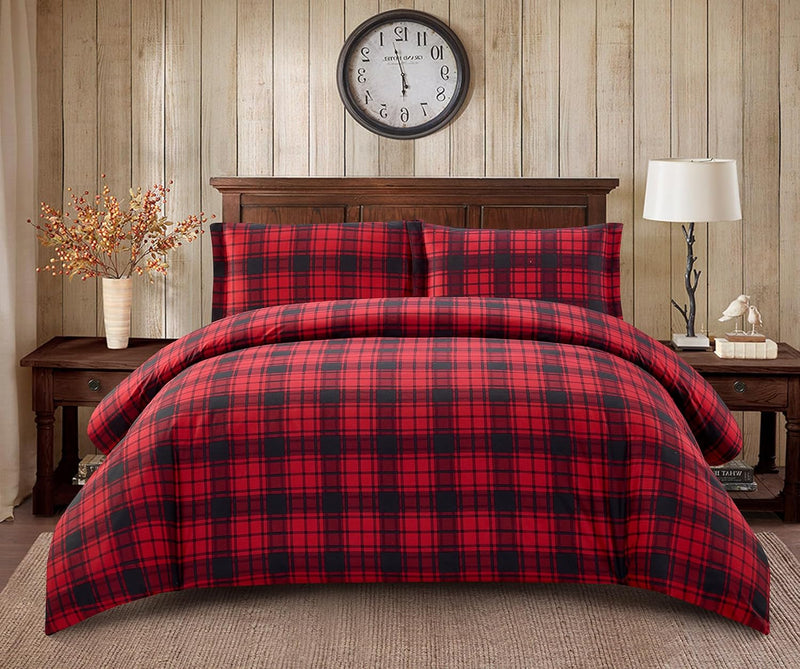 Duvet Cover Set, Red Plaid Home Beyond & HB Design