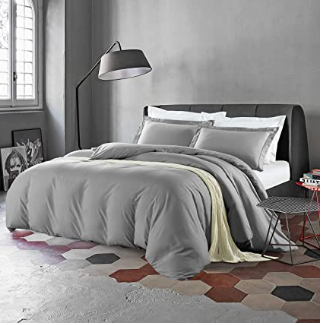 3 Piece Duvet Cover Set, King Size, Colour : Dark Grey Home Beyond & HB Design