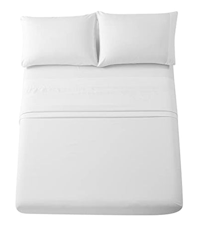 Solid Bedding Sheet Set with Deep Pocket, White Home Beyond & HB Design