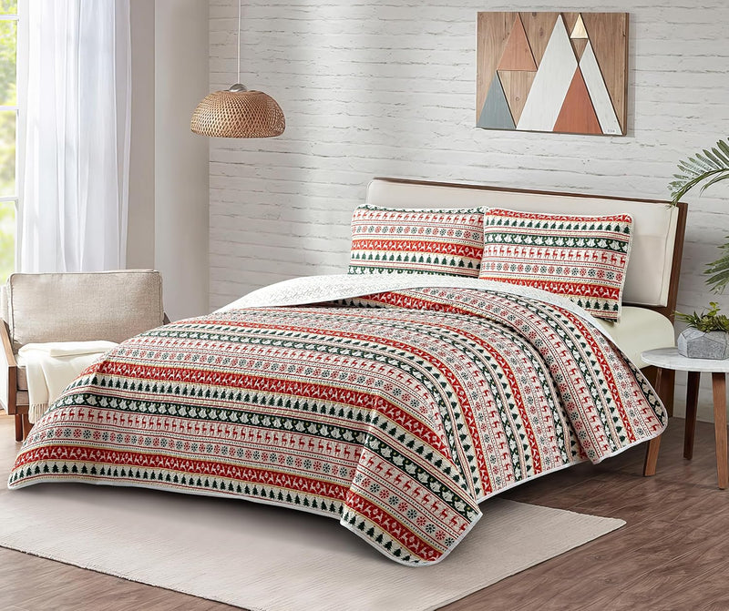 Bedspread Quilt Set, Christmas Pattern Home Beyond & HB Design