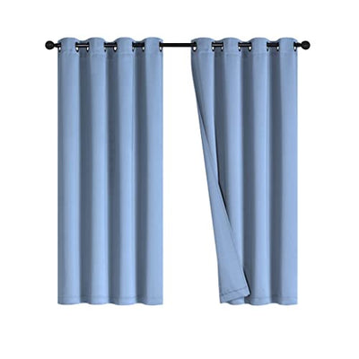 Room Darkening Blackout Curtain with Grommet, 2 Pieces, Blue Home Beyond & HB Design