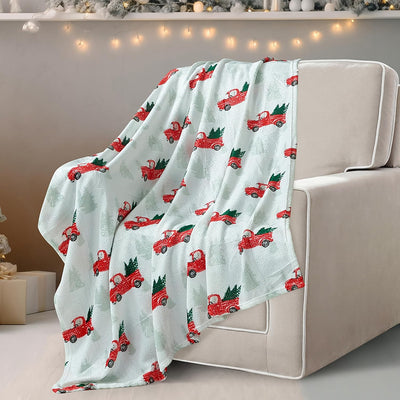 Flannel Fleece Throw Blanket, Red Truck Home Beyond & HB Design