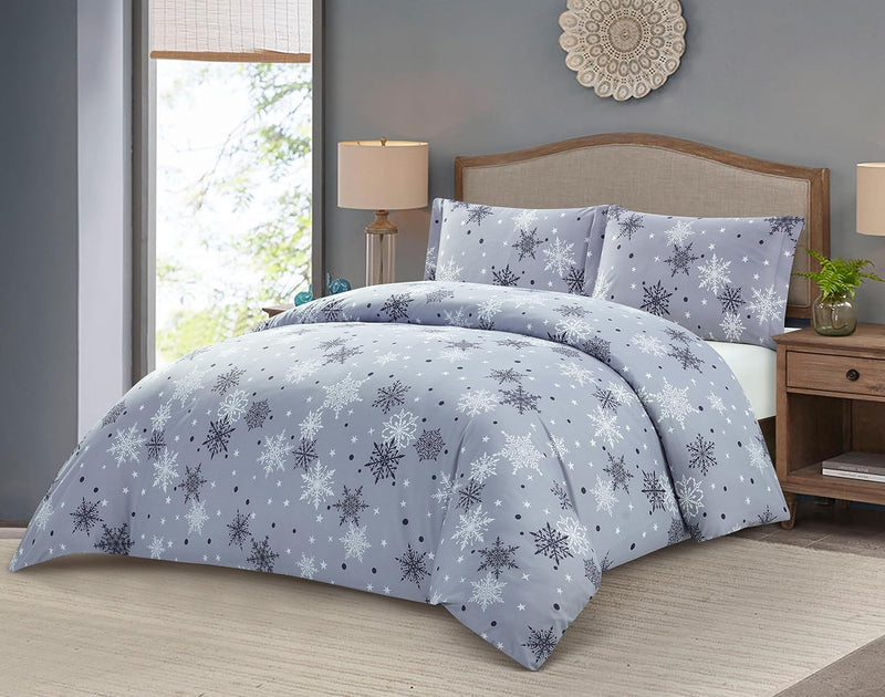 Duvet Cover Set, Lavender Snow Flakes Home Beyond & HB Design