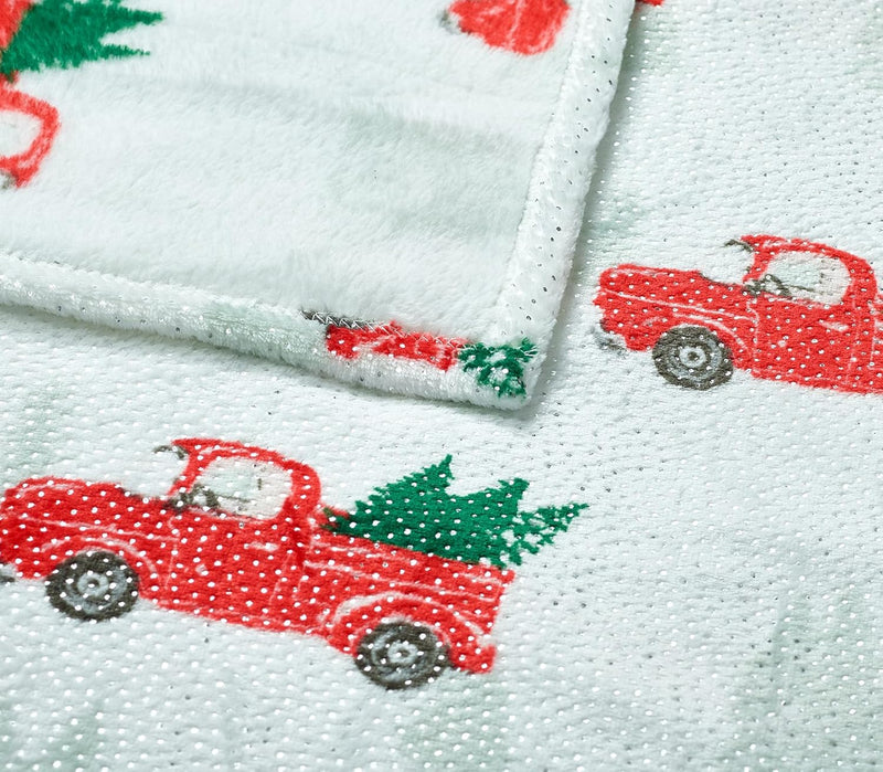 Flannel Fleece Throw Blanket, Red Truck Home Beyond & HB Design