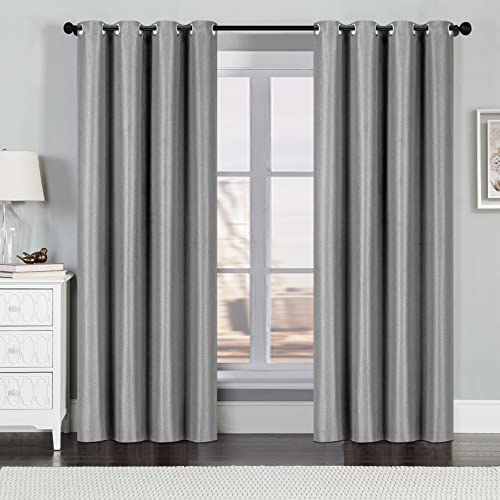 Room Darkening Blackout Curtains 2 Panels with Grommets, Silver Home Beyond & HB Design