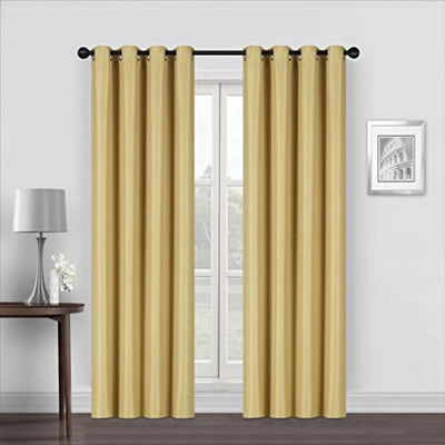 Room Darkening Blackout Curtains 2 Panels with Grommets, Gold Home Beyond & HB Design