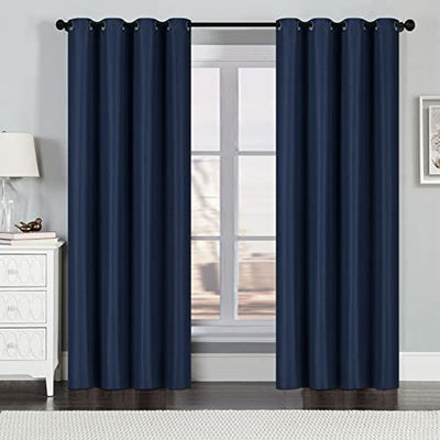 Room Darkening Blackout Curtains 2 Panels with Grommets, Navy Home Beyond & HB Design