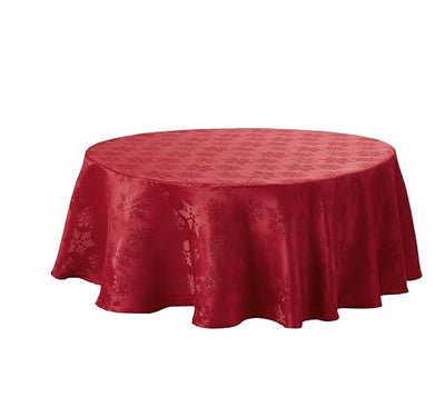Jacquard Tablecloth, Christmas Snow Flakes, Red Home Beyond & HB Design