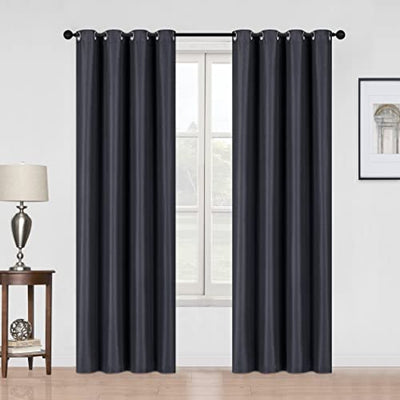 Room Darkening Blackout Curtains 2 Panels with Grommets, Black Home Beyond & HB Design