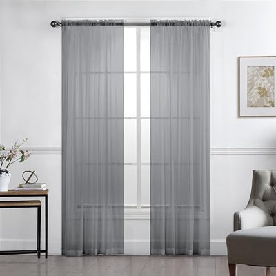 Sheer Voile Curtain Panels with Rod Pocket, Mist Home Beyond & HB Design