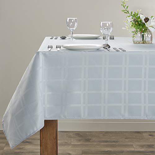 Jacquard Plaid Rectangular Tablecloth, Silver Home Beyond & HB Design