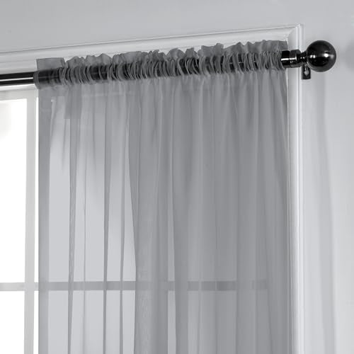 Sheer Voile Curtain Panels with Rod Pocket, Mist Home Beyond & HB Design