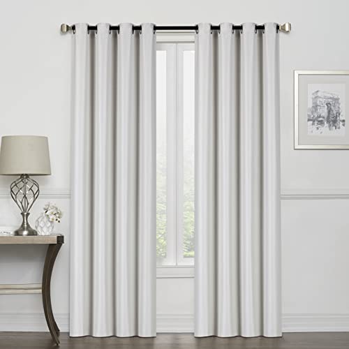 Room Darkening Blackout Curtains 2 Panels with Grommets, White Mist Home Beyond & HB Design