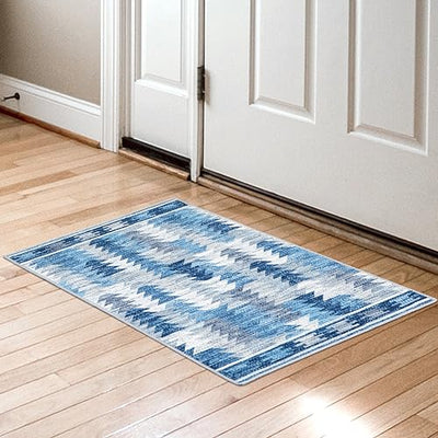 Runner Rug, Anti-Skid Carpet, Cedar Tree Pattern, Blue & Grey Home Beyond & HB Design