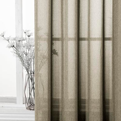 Khaki Semi Sheer Curtains 2 Panels with Grommet Top, Taupe Home Beyond & HB Design