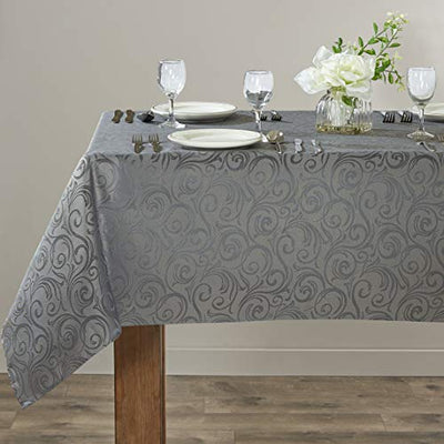 Jacquard Rectangular Tablecloth, Curly Grass, Dark Grey Home Beyond & HB Design