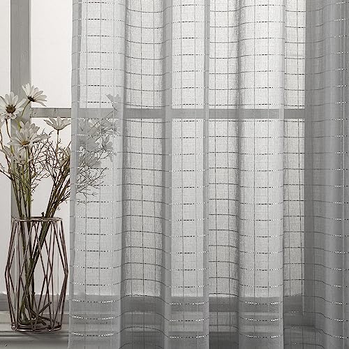 Sheer Curtains 2 Panels with Grommet Top , Grey Home Beyond & HB Design