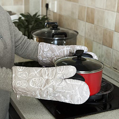 Printed Oven Mitts, Light Grey Home Beyond & HB Design