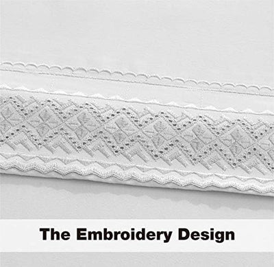 Embroidery Rhombus Pattern， Bed Sheet Set，White Home Beyond & HB Design
