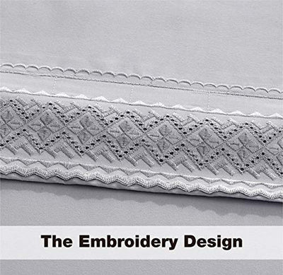 Embroidery Rhombus Pattern， Bed Sheet Set，Silver Home Beyond & HB Design