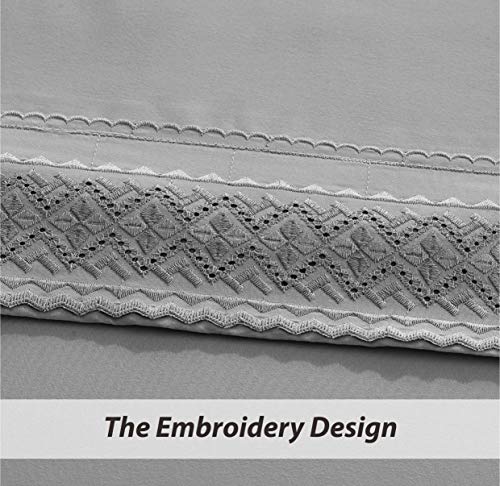 Embroidery Rhombus Pattern， Bed Sheet Set，Dark Grey Home Beyond & HB Design