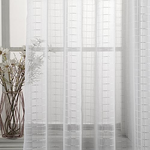 Sheer Curtains 2 Panels with Grommet Top , White Home Beyond & HB Design