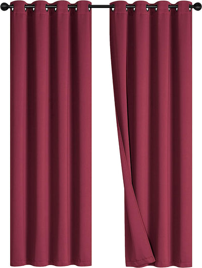 Room Darkening Blackout Curtain with Grommet, 2 Pieces, Burgundy Home Beyond & HB Design