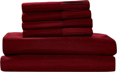 Pleated Bed Sheet Sets with 16 Inch Deep Pocket, Burgundy Home Beyond & HB Design
