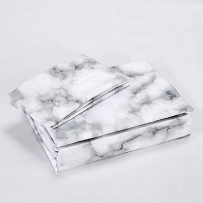 Printed Bed Sheets Set，Marble Pattern, deep pocket fits for thick mattresses up to 14" Home Beyond & HB Design