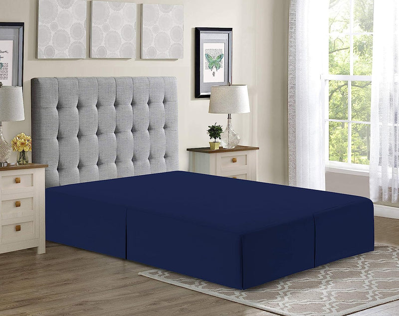 Pleated Solid Bed Skirt, 16 inches Tailored Drop Dust Ruffle,  Navy Home Beyond & HB Design