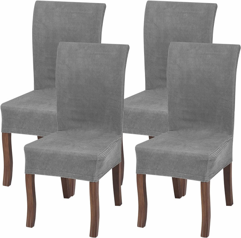 Dining Chair Stretch Slipcovers, Light Grey Home Beyond & HB Design