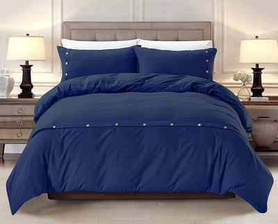 Ultra Soft Duvet Cover Set with Buttons Closure, Navy Home Beyond & HB Design