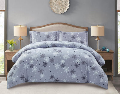 Duvet Cover Set, Lavender Snow Flakes Home Beyond & HB Design