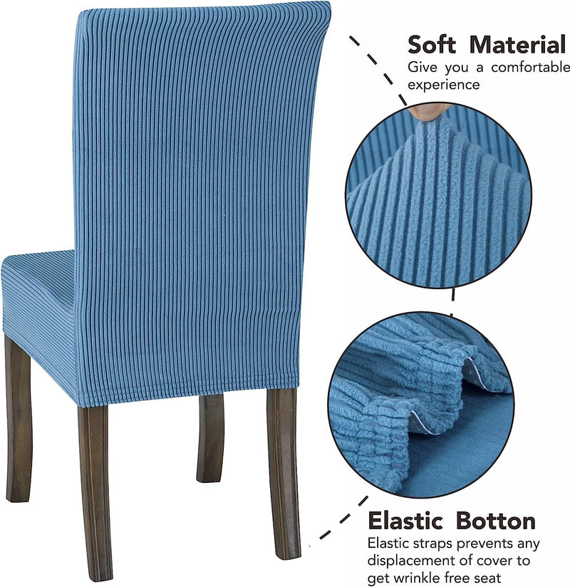 Dining Chair Stretch Slipcovers, Dust Blue Home Beyond & HB Design