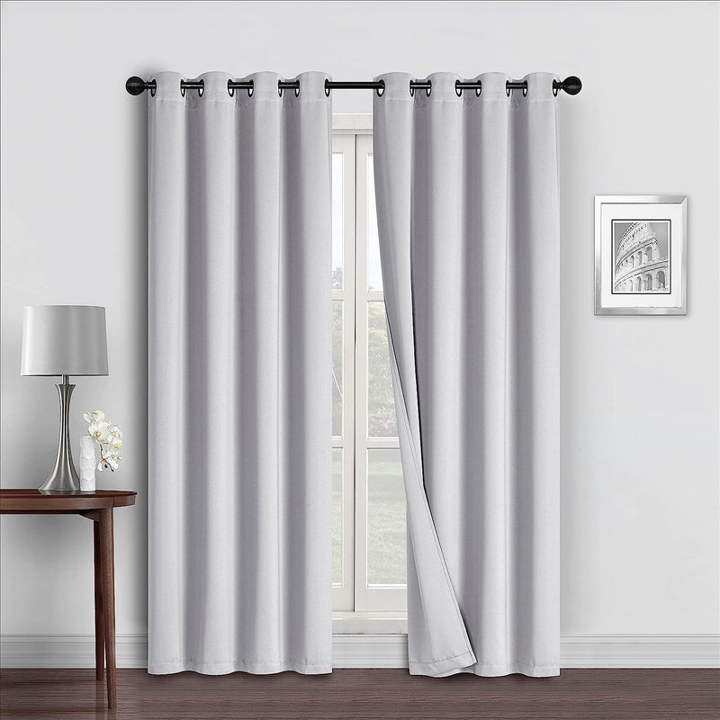 Room Darkening Blackout Curtain with Grommet, 2 Panels, Silver Home Beyond & HB Design