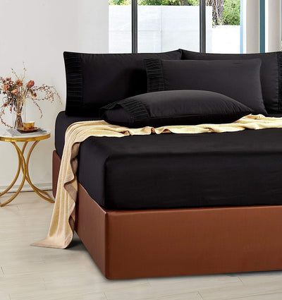 Pleated Bed Sheet Sets with 16 Inch Deep Pocket, Black Home Beyond & HB Design