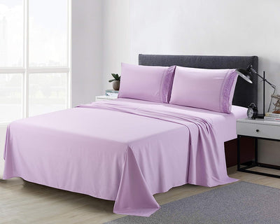 Embroidery Rhombus Pattern， Bed Sheet Set，Purple Home Beyond & HB Design