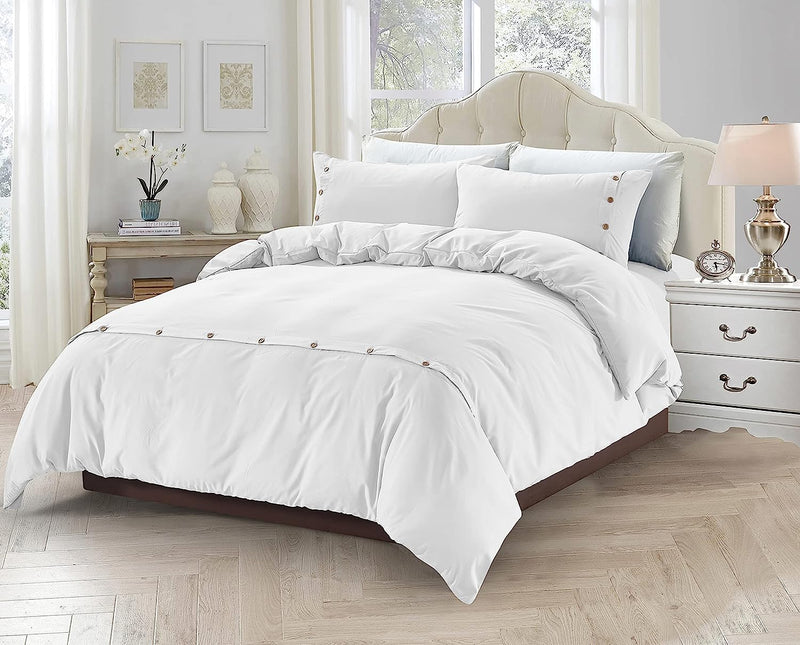 Ultra Soft Duvet Cover Set with Buttons Closure, White Home Beyond & HB Design