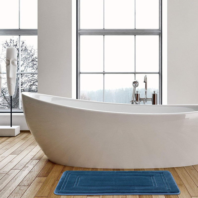 Memory Foam Bath Mat Rug, Super Absorbent,  Greyish Blue Home Beyond & HB Design