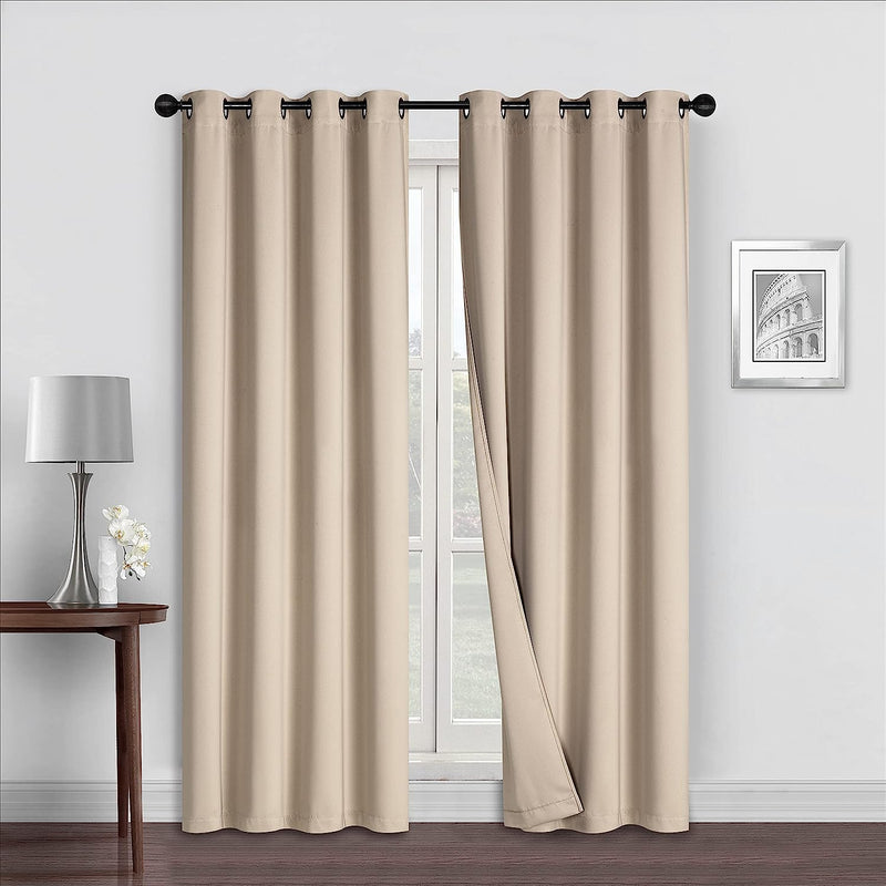 Room Darkening Blackout Curtain with Grommet, 2 Panels, Taupe Home Beyond & HB Design