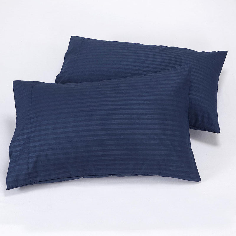 Embossed Bed Sheets Set,Luxury Stripe, Navy Home Beyond & HB Design