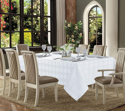 Jacquard Plaid Rectangular Tablecloth, White Home Beyond & HB Design