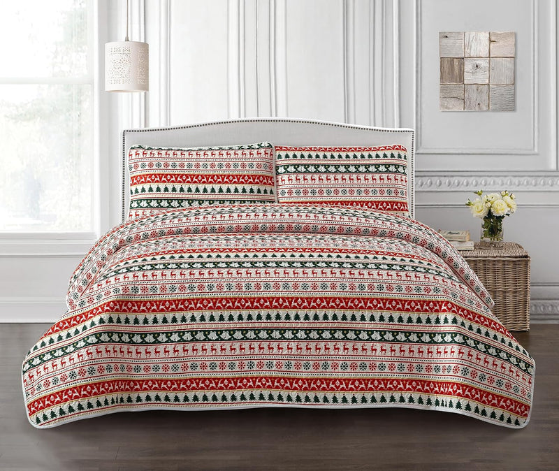 Bedspread Quilt Set, Christmas Pattern Home Beyond & HB Design