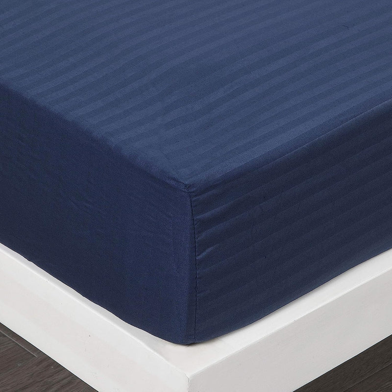 Embossed Bed Sheets Set,Luxury Stripe, Navy Home Beyond & HB Design