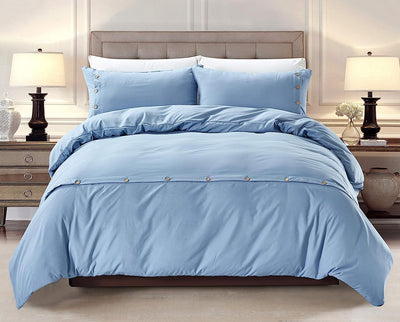 Ultra Soft Duvet Cover Set with Buttons Closure, Blue Home Beyond & HB Design